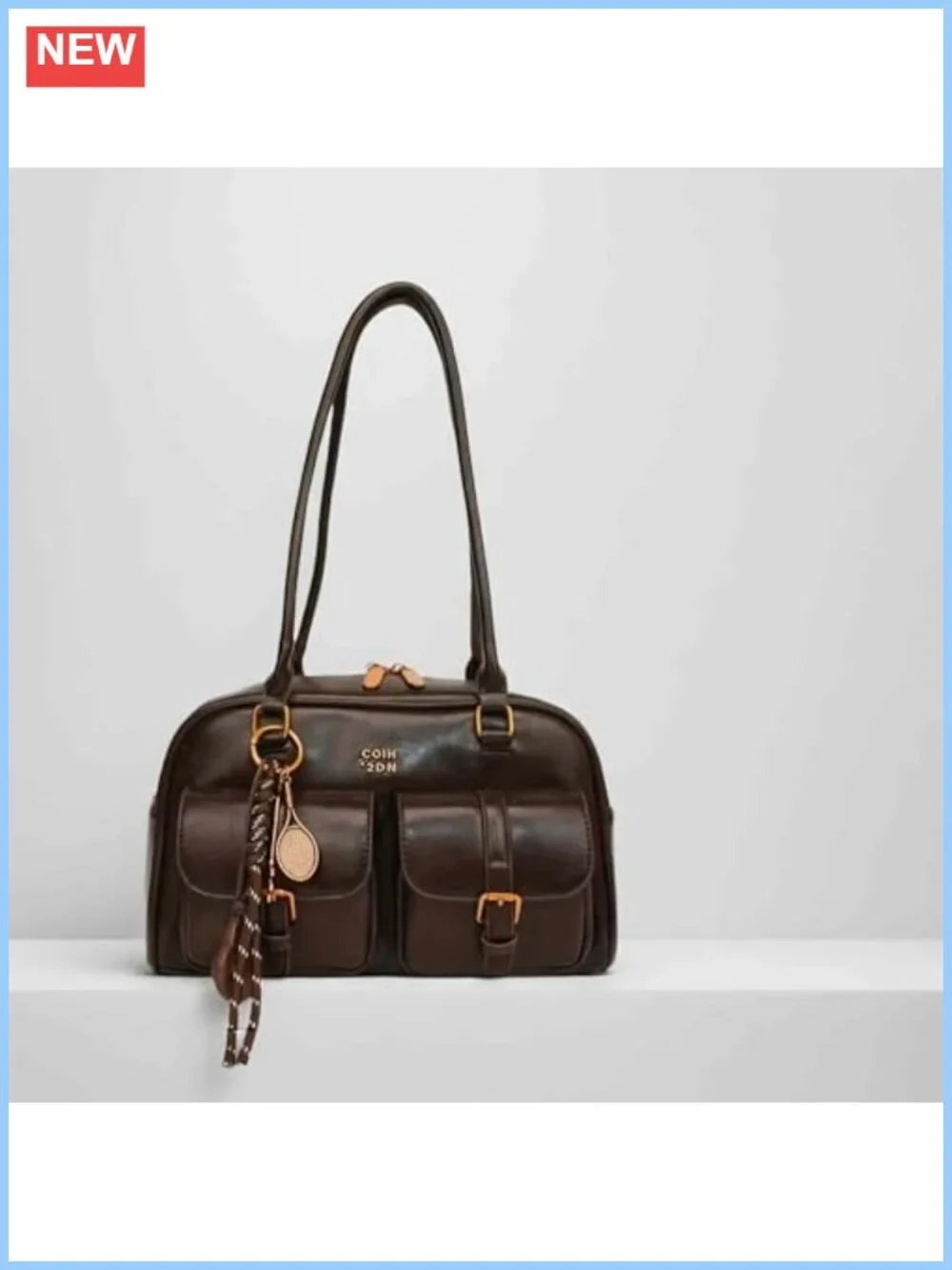 Vintage Shoulder Bag Faux Leather Hobo Purse with Double Front Pockets